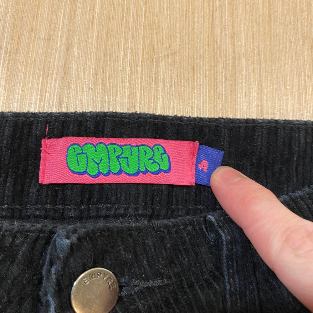 Empyre Black Corduroy Wide Leg Baggy Pants Women Size 4 Skate Streetwear Y2K - Picture 3 of 5